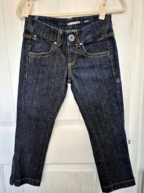 Vintage Miss Sixty Bruko Low Rise Dark Wash Denim Jeans Size 26 Y2K Embroidered